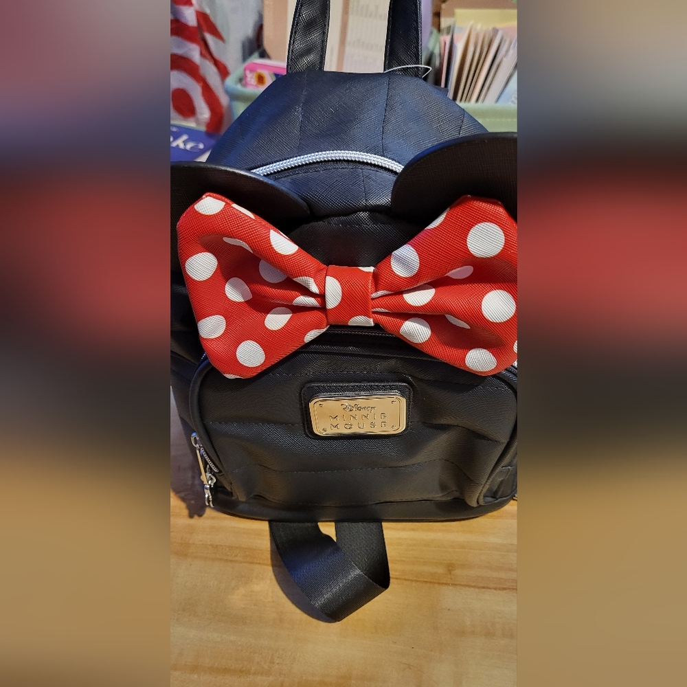 Disney Black Backpack with Red and White Bow